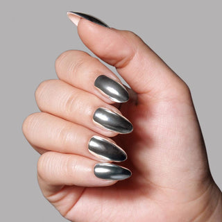 Glamnetic - Platinum Press-On Nails | Metallic Chrome Silver Nails