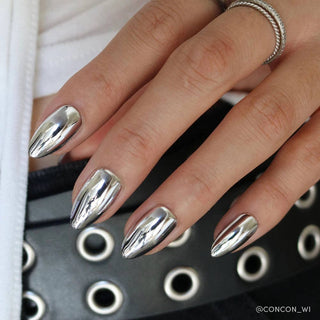 Glamnetic - Platinum Press-On Nails | Metallic Chrome Silver Nails