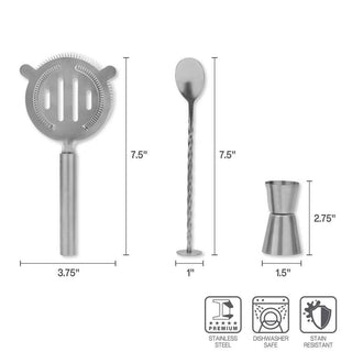 Houdini Barware - Houdini Satin Stainless Steel 5pc Bar Tool Set