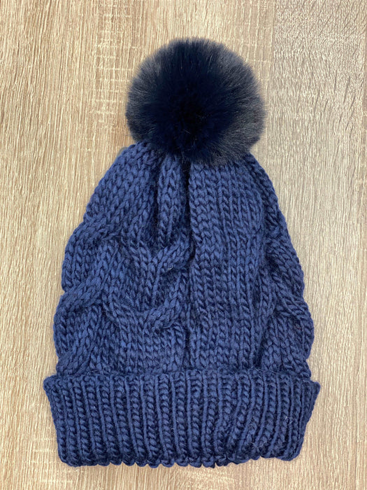 Cable Knit Beanie with Pom Pom - Multiple Colors - Taryn x Philip Boutique