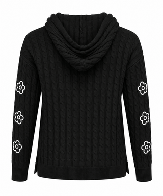 J. Society Sweater Hoodie with Flower Embellishment