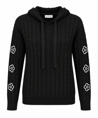 J. Society Sweater Hoodie with Flower Embellishment
