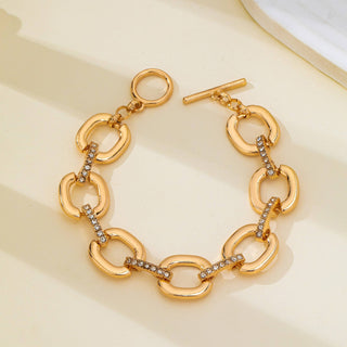 JOSSLYN by wall to wall - Crystal Glass Pave Bar Link Chain Toggle Bracelet