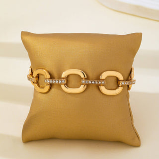 JOSSLYN by wall to wall - Crystal Glass Pave Bar Link Chain Toggle Bracelet