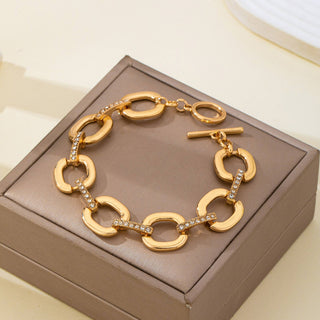 JOSSLYN by wall to wall - Crystal Glass Pave Bar Link Chain Toggle Bracelet