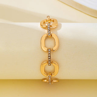 JOSSLYN by wall to wall - Crystal Glass Pave Bar Link Chain Toggle Bracelet