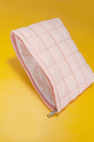 JOSSLYN by wall to wall - QUILTED PUFFY COSMETIC MAKEUP POUCH CLUTCH BAG