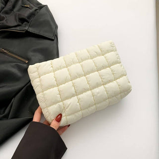 JOSSLYN by wall to wall - QUILTED PUFFY COSMETIC MAKEUP POUCH CLUTCH BAG