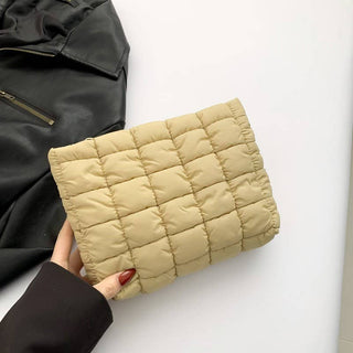 JOSSLYN by wall to wall - QUILTED PUFFY COSMETIC MAKEUP POUCH CLUTCH BAG
