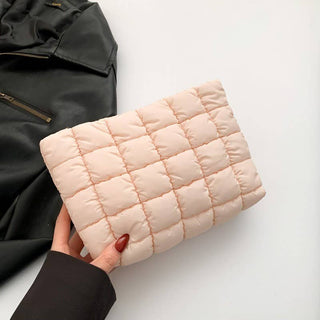 JOSSLYN by wall to wall - QUILTED PUFFY COSMETIC MAKEUP POUCH CLUTCH BAG