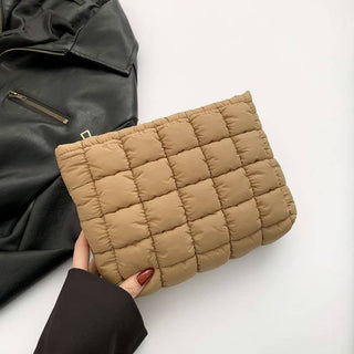 JOSSLYN by wall to wall - QUILTED PUFFY COSMETIC MAKEUP POUCH CLUTCH BAG
