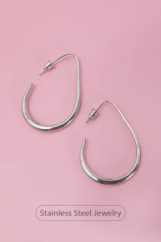 JOSSLYN by Wall to Wall - 18K STAINLESS STEEL WATERPROOF TARNISH FREE HOOPS - Silver