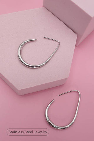 JOSSLYN by Wall to Wall - 18K STAINLESS STEEL WATERPROOF TARNISH FREE HOOPS - Silver