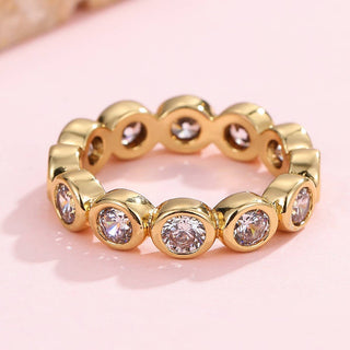 JOSSLYN by wall to wall - Gold Rhinestone Multi-Shape Eternity Stack Rings
