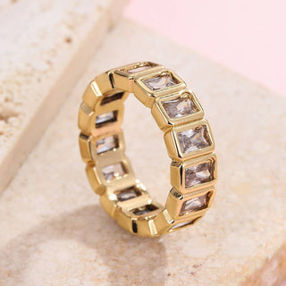 JOSSLYN by wall to wall - Gold Rhinestone Multi-Shape Eternity Stack Rings