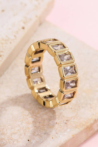 JOSSLYN by wall to wall - Gold Rhinestone Multi-Shape Eternity Stack Rings