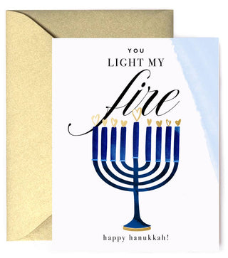 Kitty Meow Boutique - You Light My Fire, Menorah  - Happy Hanukkah Greeting Card