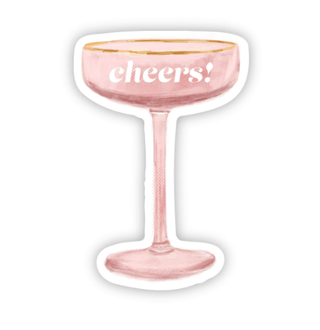 Cheers Pink Champagne Glass Vinyl Sticker - Taryn x Philip Boutique