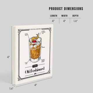 Lantern Press - CERAMIC COASTER Prohibition Cocktail Recipe Old Fashioned