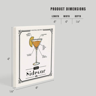Lantern Press - CERAMIC COASTER Prohibition, Cocktail Recipe, Sidecar