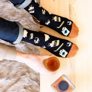 novelty socks with a whiskey theme