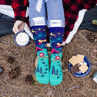Lavley - I'd Rather Be Camping Socks (Purple/Teal) Socks