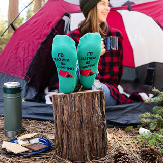 Lavley - I'd Rather Be Camping Socks (Purple/Teal) Socks