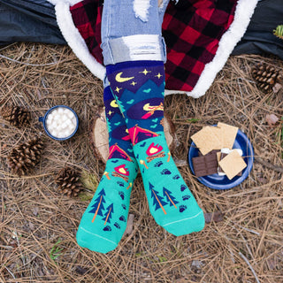 Lavley - I'd Rather Be Camping Socks (Purple/Teal) Socks