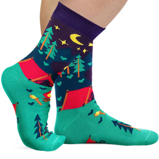 Lavley - I'd Rather Be Camping Socks (Purple/Teal) Socks