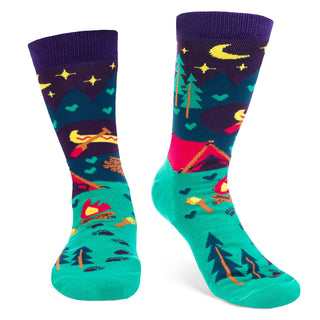 Lavley - I'd Rather Be Camping Socks (Purple/Teal) Socks