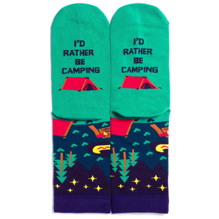Lavley - I'd Rather Be Camping Socks (Purple/Teal) Socks