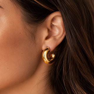 Chunky Gold Dome Hoop Earrings