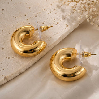 Chunky Gold Dome Hoop Earrings