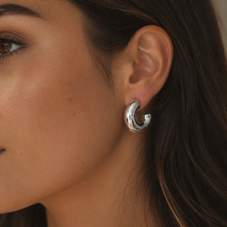 Chunky Gold Dome Hoop Earrings