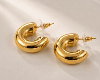 Chunky Gold Dome Hoop Earrings