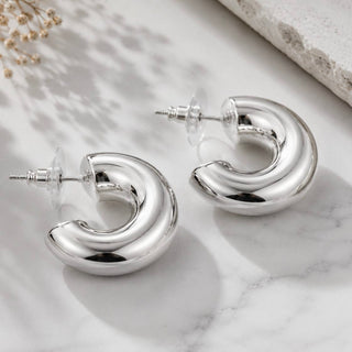 Chunky Gold Dome Hoop Earrings