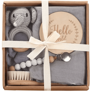 Welcome Baby Gift Box - Charming 6-Piece Set for Newborns: Grey