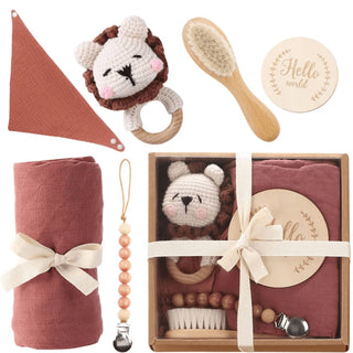 Welcome Baby Gift Box - Charming 6-Piece Set for Newborns: Maroon