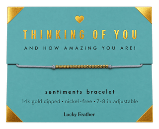 Lucky Feather Sentiment Bracelet - Thinking of You