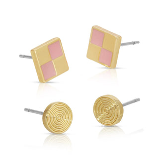 Lucky Feather Hopscotch Happy - Checkerboard + Swirl Studs