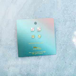 Lucky Feather Hopscotch Happy - Checkerboard + Swirl Studs