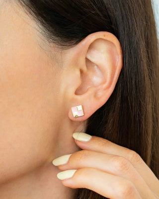 hopscotch happy checkerboard swirl studs