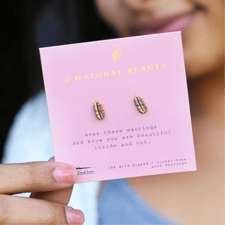 Lucky Feather A Natural Beauty - Gold Leaf Earrings