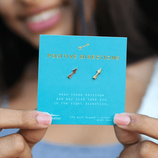 Lucky Feather Positive Directions - Gold Arrow Earrings