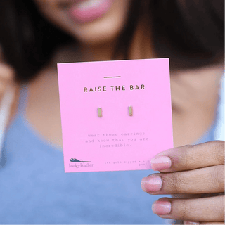 Lucky Feather Raise the Bar - Gold Bar Earrings