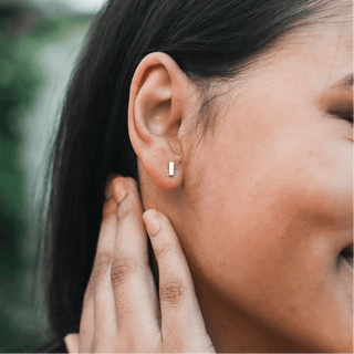 Lucky Feather Raise the Bar - Gold Bar Earrings