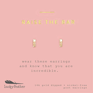 Lucky Feather Raise the Bar - Gold Bar Earrings