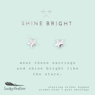 Lucky Feather Shine So Bright - Silver Star Earrings