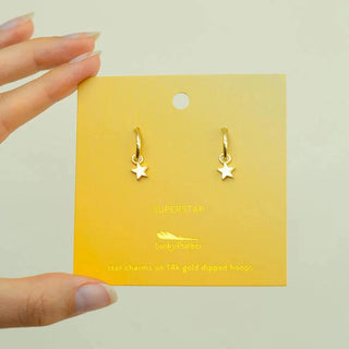 lucky feather superstar star hoops