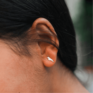 Lucky Feather Troubles Fly Away - Silver Bird Earrings